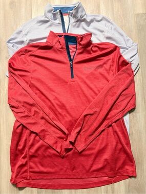 Set of Two Vineyard Vines Red Quarter-Zip Pullover with Navy Trim